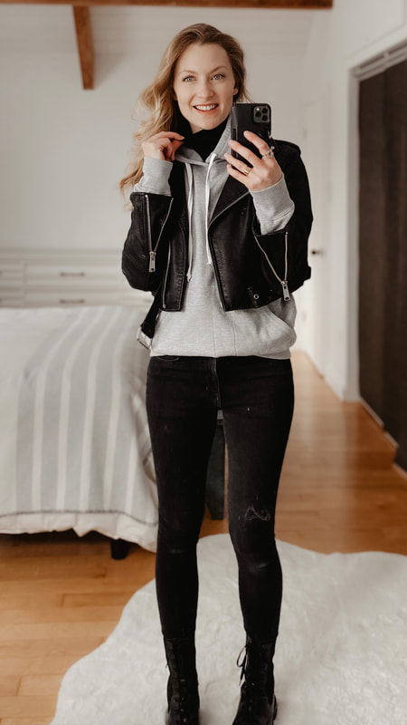 How to wear a hooded sweater - with a leather Moto jacket