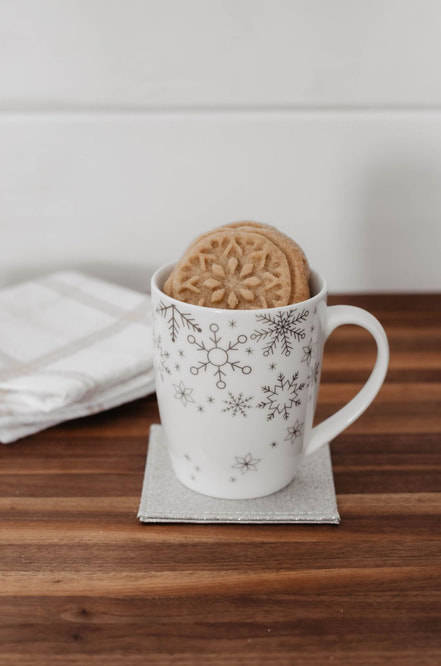 Holiday Gift Idea Festive Mug filled with Homemade Cookies