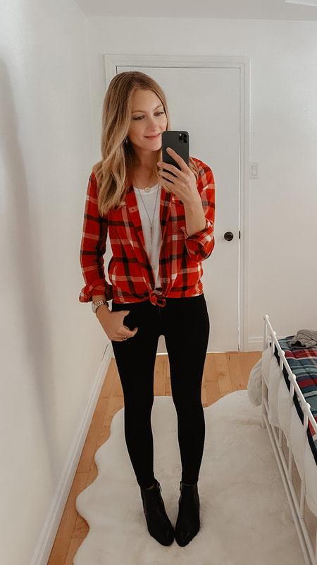 How to wear a plaid shirt - layered under an oversized cardigan.